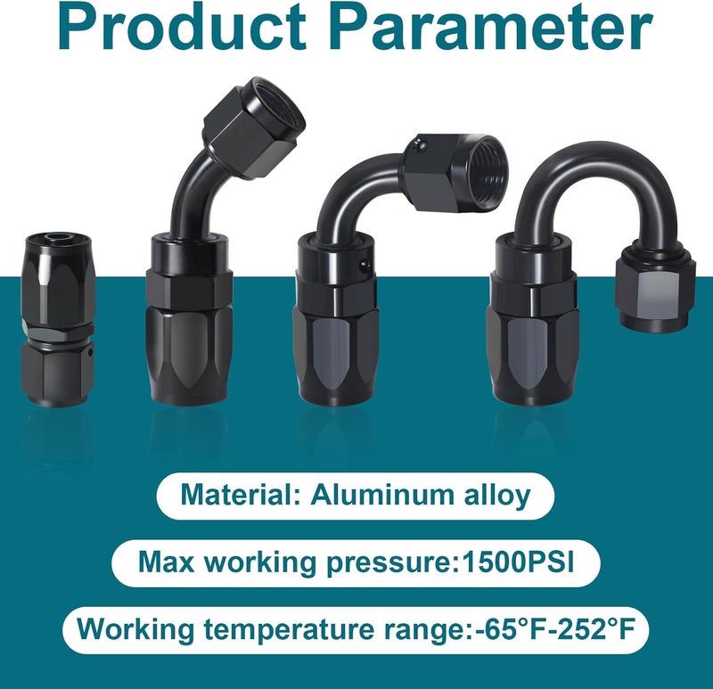 SDZONGES 6AN Fitting, 4PCS 6AN Hose End Fittings, 6 AN Straight Fittings for CPE Braided Hose(Black). - Image 3